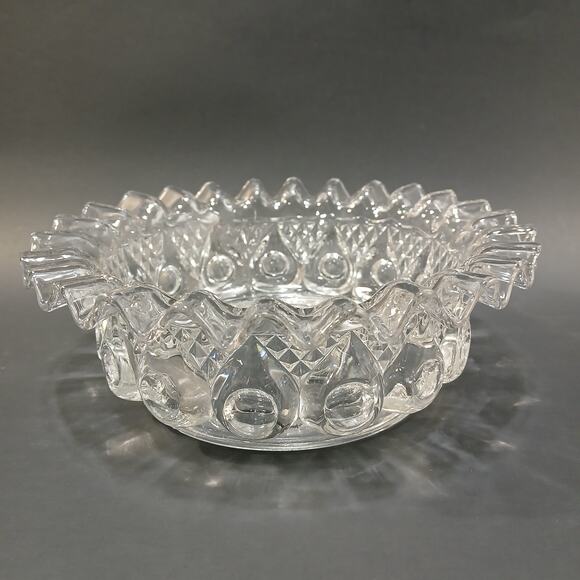 Reverse Torpedo Pattern 7" Round Glass Bowl, Vtg EAPG by Dalzell, Gilmore, Leigh - Picture 2 of 10